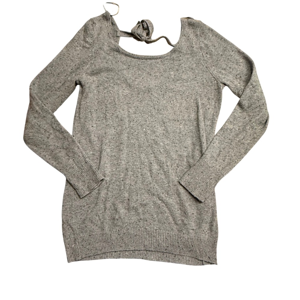 Motherhood Maternity Gray Long Sleeve Tie Back Sweater Womens Large